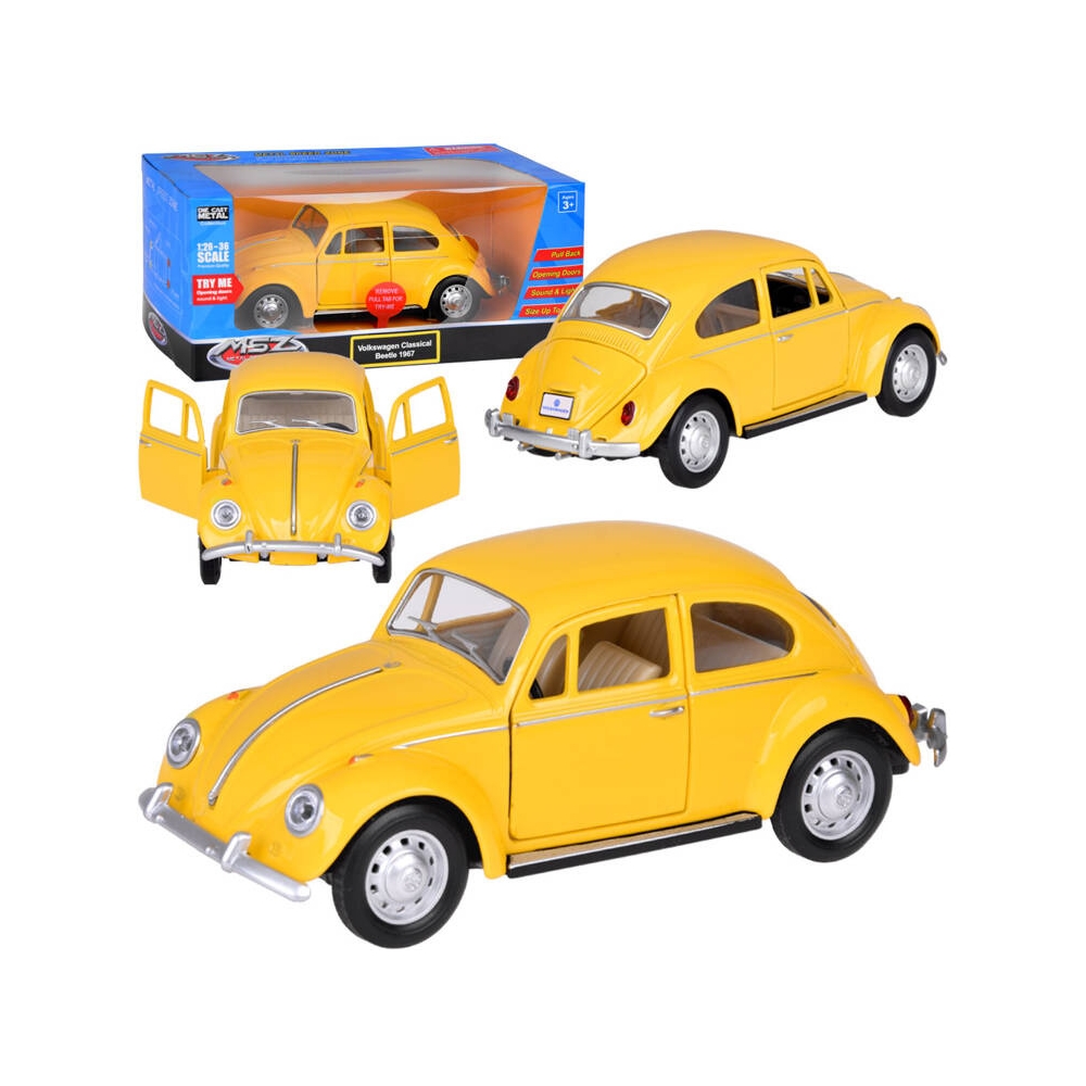 Kolekcinis automobilis Volkswagen Classical Beetle 1967 m. 1:36 metalinis automobilis šviesos garsas ZA5055-Žaislai, Auto ir tra