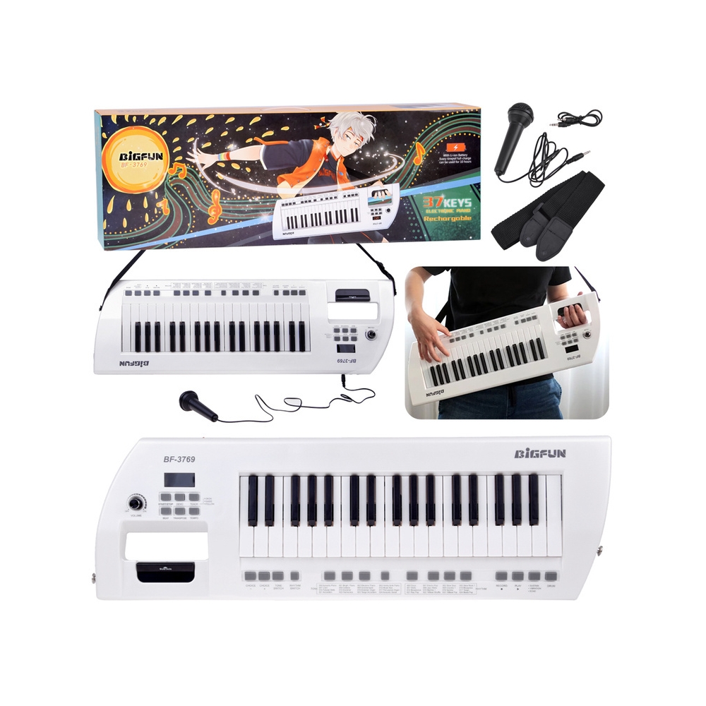 Elektrinis pianinas su mikrofonu, žaislinis instrumentas vaikams IN0173-Žaislai, Muzikiniai-e-vaikas