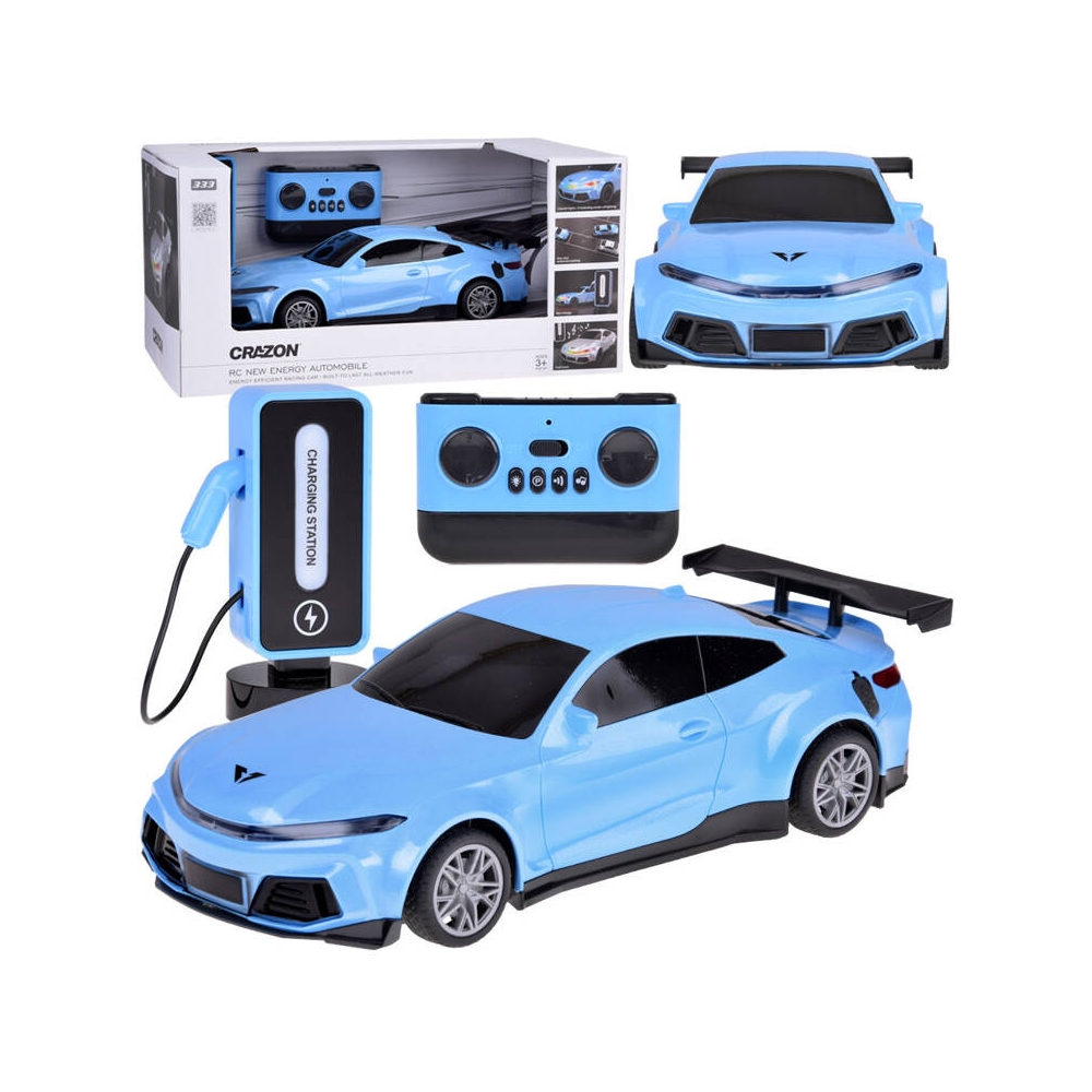 Elektromobilis + įkrovimo stotelė spalvoti žibintai RC0687, mėlynas-Žaislai, Auto ir transporto žaislai, Mašinos-e-vaikas