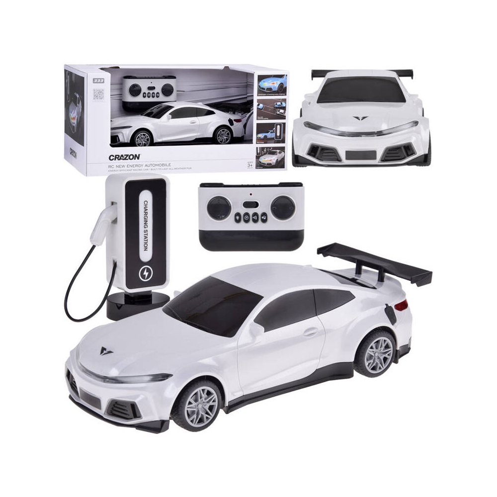 Elektromobilis + įkrovimo stotelė spalvoti žibintai RC0687, baltas-Žaislai, Auto ir transporto žaislai, Mašinos-e-vaikas