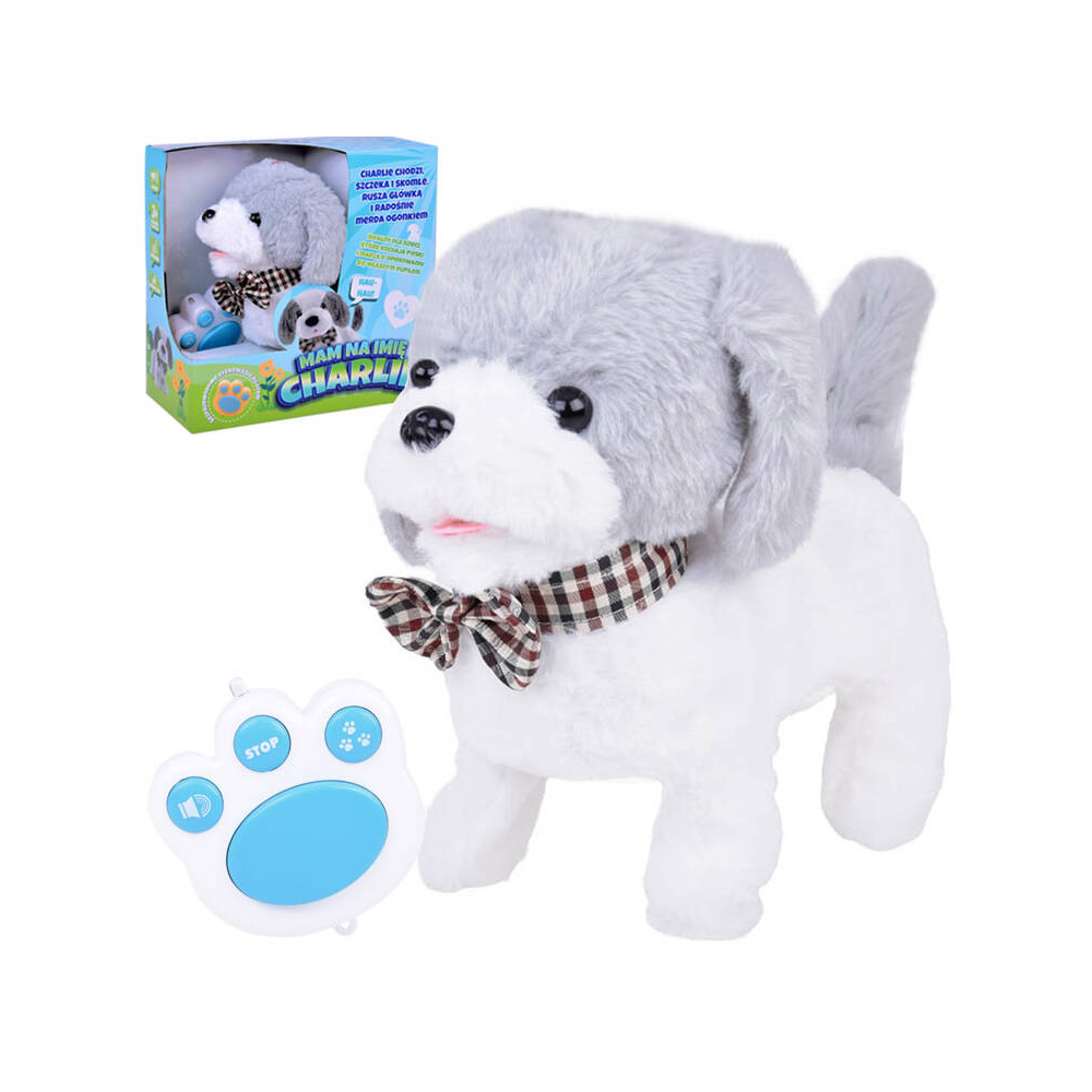 Interaktyvus pliušinis šuo CHARLIE vaikšto, loja, kniaukia + nuotolinio valdymo pultas ZA5362-Žaislai, Interaktyvūs žaislai-e-va