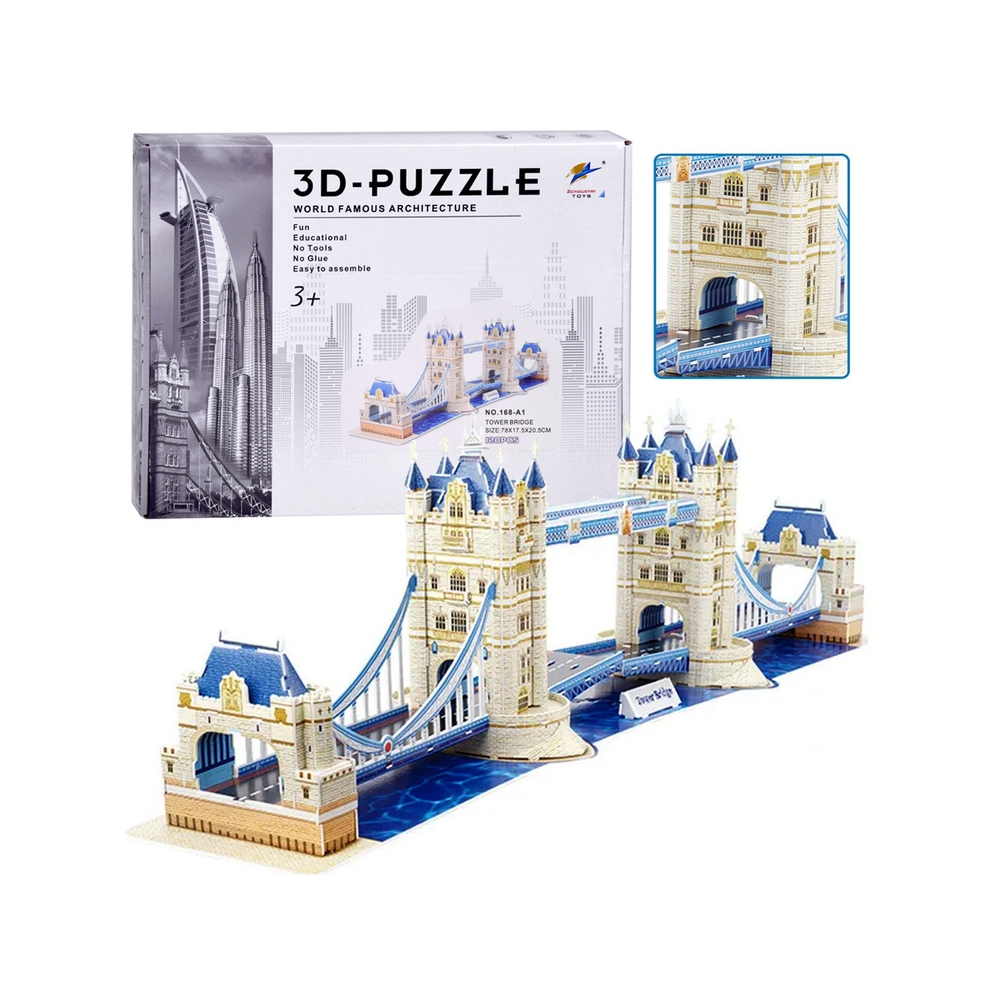 3D erdvinė dėlionė Londono Bokšto tiltas ZA5399, 120 dalių-Žaislai, Dėlionės, 3D - tūrinės dėlionės-e-vaikas