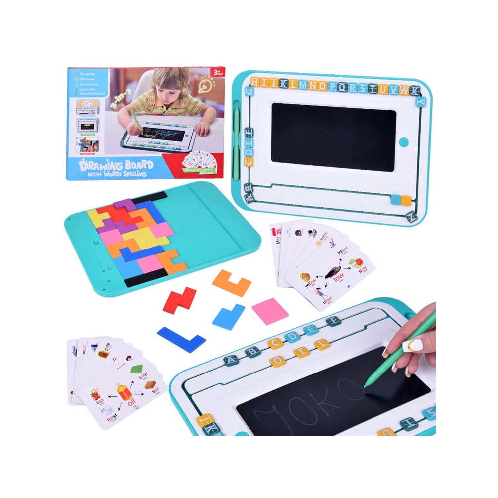 Mokomasis rinkinys 3in1 LCD lenta + anglų kalbos mokymosi kortelės TA0113-Žaislai, Lavinamieji žaislai, Mokomieji žaislai-e-vaik