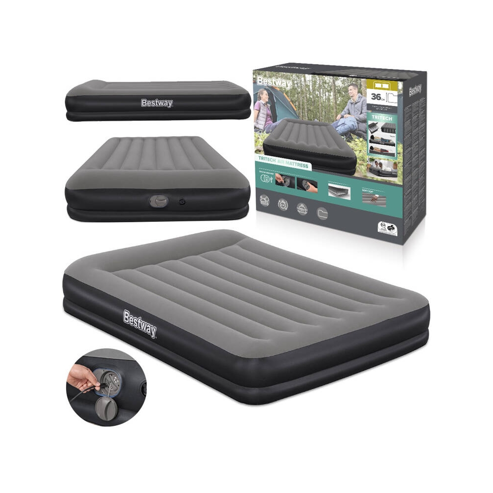 Pripučiamas čiužinys Bestway Tritech su įmontuotu USB siurbliu 152x203cm 671BU-Namai, laisvalaikis, turizmas, Pripučiami čiužini