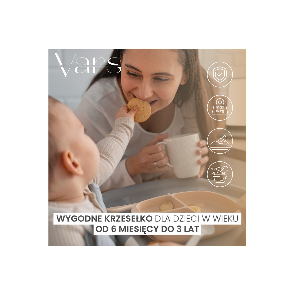 Maitinimo kėdutė Caretero VARS, pilka-Maitinimui, Maitinimo kėdutės ir jų priedai, Maitinimo kėdutės-e-vaikas