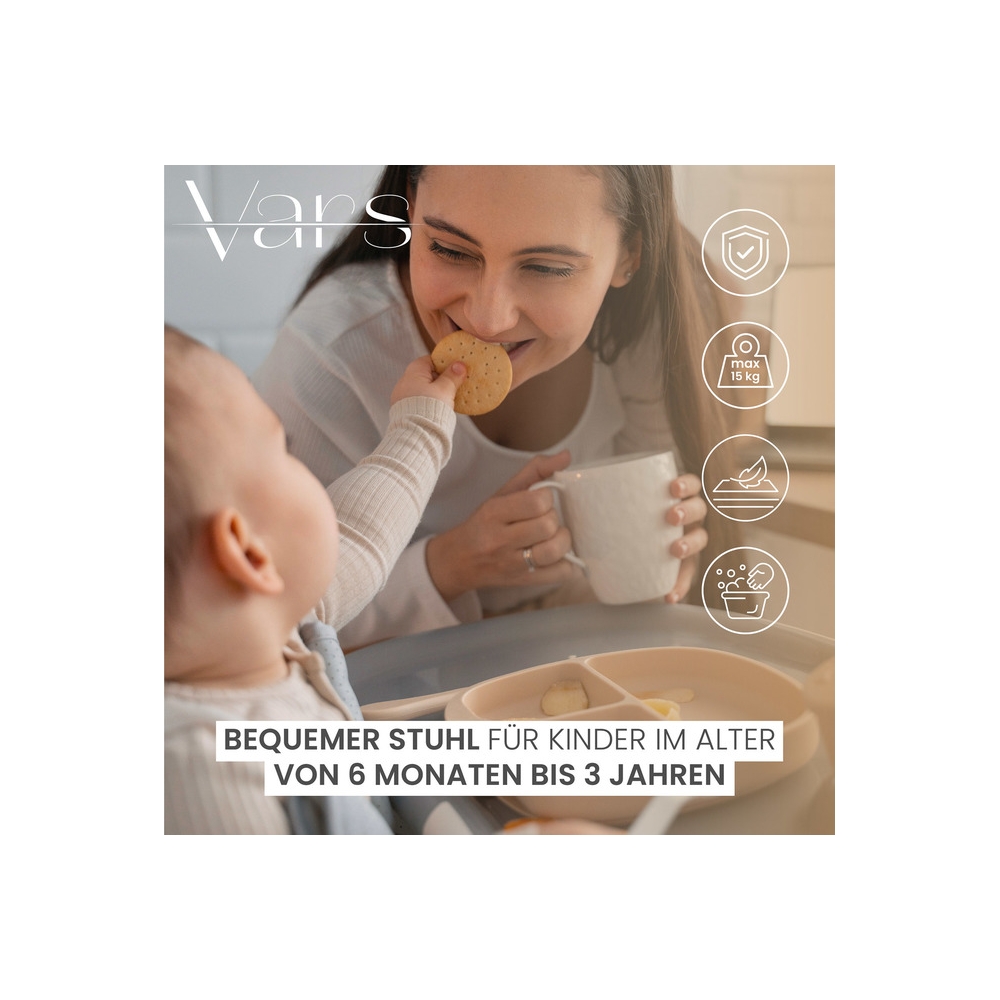 Maitinimo kėdutė Caretero VARS, pilka-Maitinimui, Maitinimo kėdutės ir jų priedai, Maitinimo kėdutės-e-vaikas