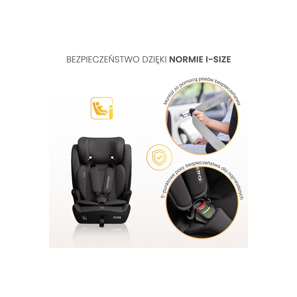 Automobilinė kėdutė Caretero COSY I-Size, 76–150 cm, Grey-Automobilinės kėdutės, 9-36 kg-e-vaikas