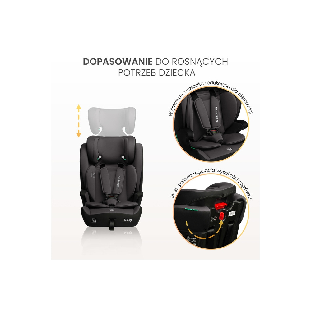Automobilinė kėdutė Caretero COSY I-Size, 76–150 cm, Grey-Automobilinės kėdutės, 9-36 kg-e-vaikas