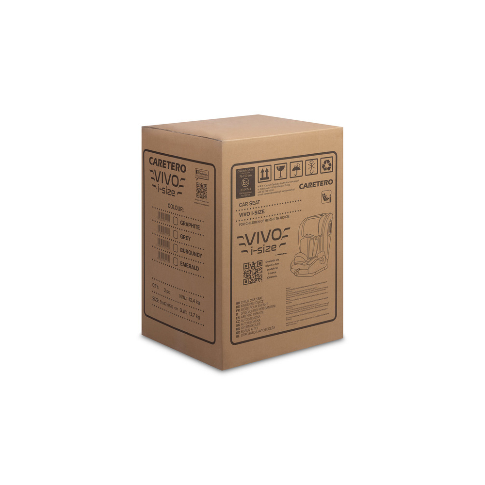 Automobilinė kėdutė Caretero VIVO I-Size, 76–150 cm, Grey-Automobilinės kėdutės, 9-36 kg-e-vaikas