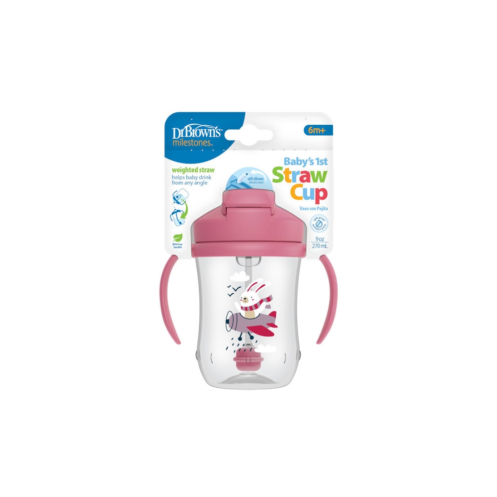 TC91011 KUBEK PIERWSZA SŁOMKA 270 ML RÓŻOWY KRÓLIK 6+