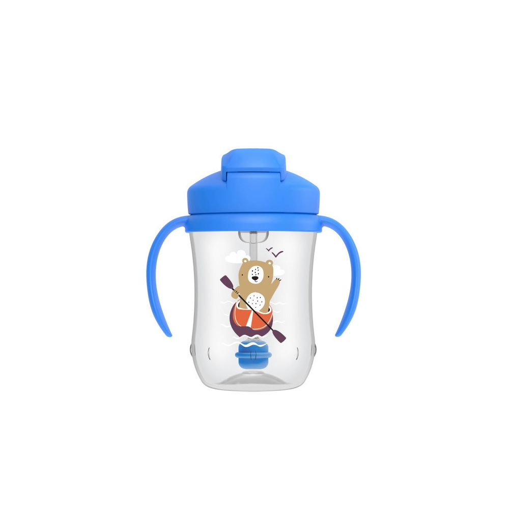 TC91012 PIRMASIS PUODELIS SU ŠIAUDELIU 270 ML, MĖLYNAS MEŠKIUKAS 6+-Maitinimui, Indai, įrankiai, gertuvės, Puodeliai, gertuvės-e