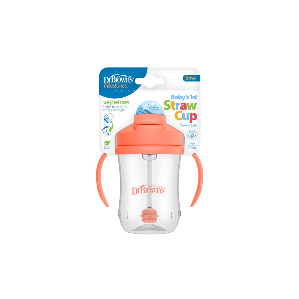 TC91103 KUBEK PIERWSZA SŁOMKA 270 ML KORALOWY 6+