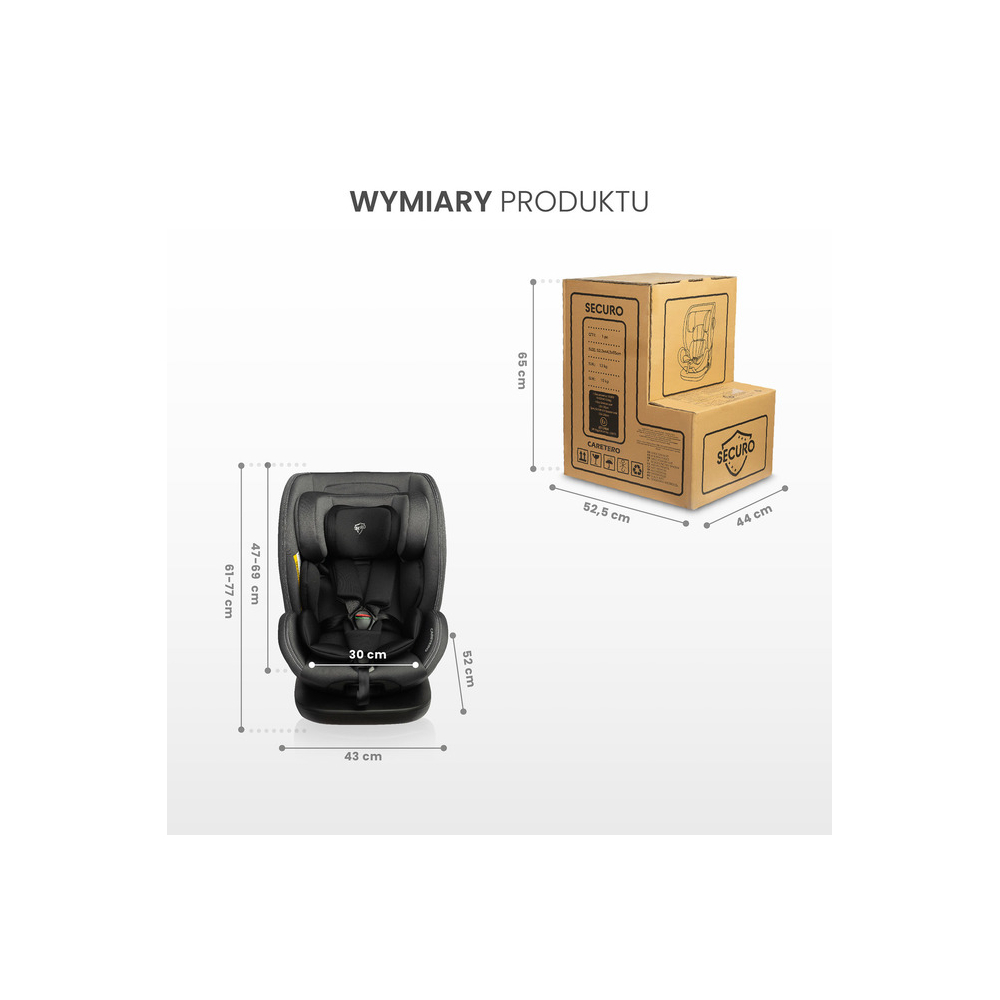 Automobilinė kėdutė SECURO I-SIZE, 40-150cm, Burgundy-Automobilinės kėdutės, 0-36 kg-e-vaikas