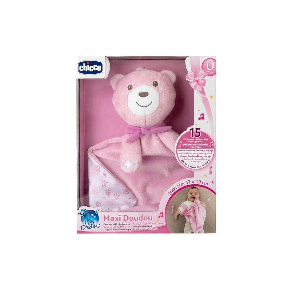 Pliušinis meškiukas migdukas Maxi Doudou CHICCO 177493, rožinis-Miegui, Žaislai, Migdukai ir karuselės, Kūdikiams, Miego žaislai