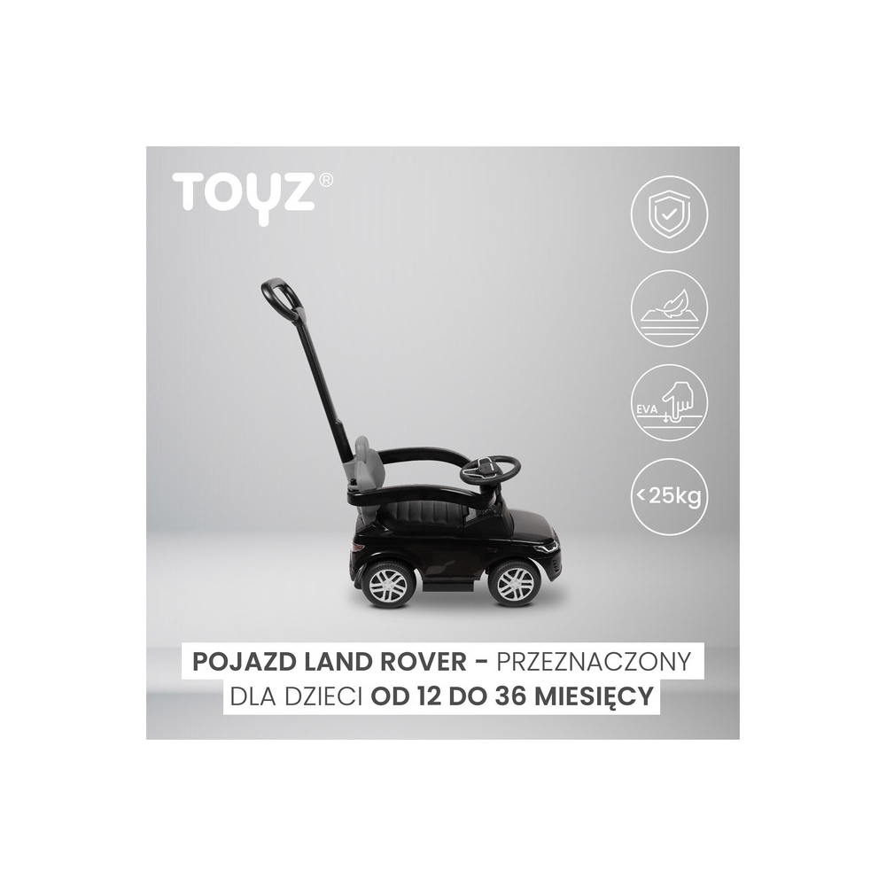 Paspiriama mašinėlė LAND ROVER, juoda-Judėjimui, Paspiriamosios mašinėlės ir jų priedai, Paspiriamos mašinėlės-e-vaikas