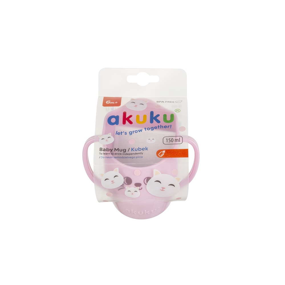 A0696 KUBEK POCHYŁY DO NAUKI PICIA RÓŻOWY