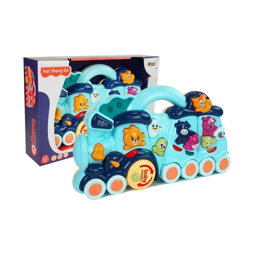 Interaktyvus vaikiškas žaislas lokomotyvas Gyvūnų garsai mėlynas-Žaislai, Kūdikiams, Žaislai mažyliams (iki 3 m.