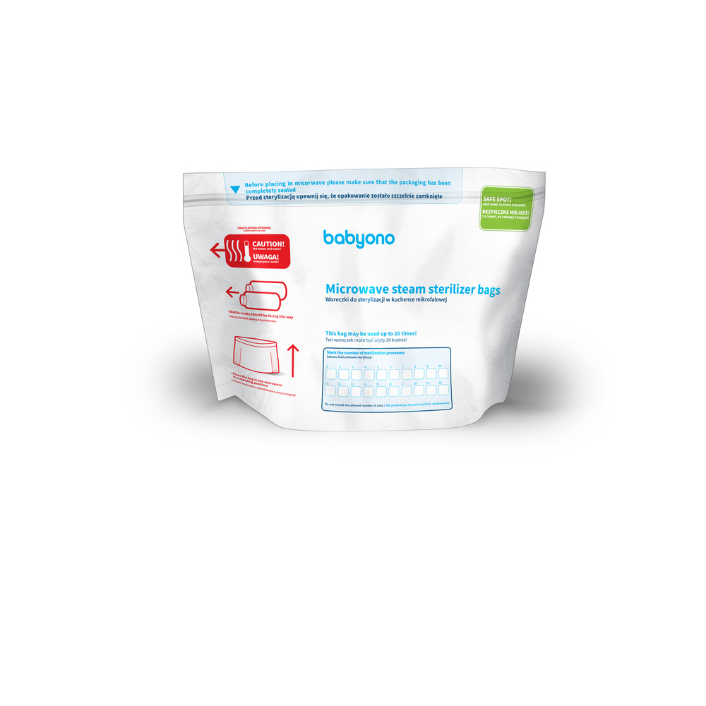 Mikrobangų krosnelės sterilizavimo maišeliai 1038 5 vnt BabyOno-Maitinimui, Sterilizatoriai-e-vaikas