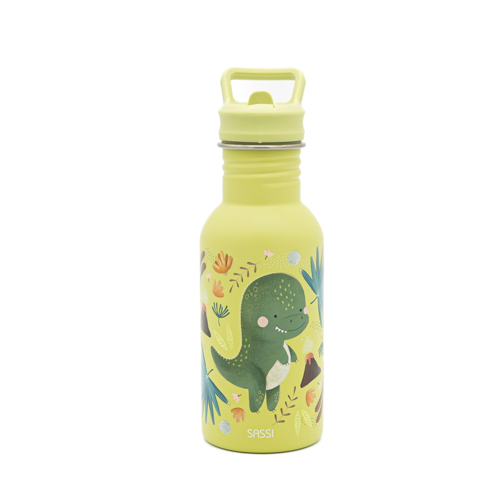 Nerūdijančio plieno gertuvė SASSI Dinozauras, 500 ml-Maitinimui, Indai, įrankiai, gertuvės, Puodeliai, gertuvės-e-vaikas