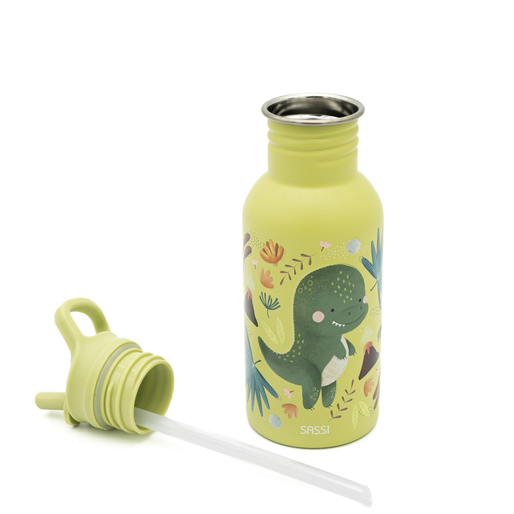 Nerūdijančio plieno gertuvė SASSI Dinozauras, 500 ml-Maitinimui, Indai, įrankiai, gertuvės, Puodeliai, gertuvės-e-vaikas
