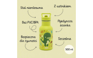 Nerūdijančio plieno gertuvė SASSI Dinozauras, 500 ml-Maitinimui, Indai, įrankiai, gertuvės, Puodeliai, gertuvės-e-vaikas