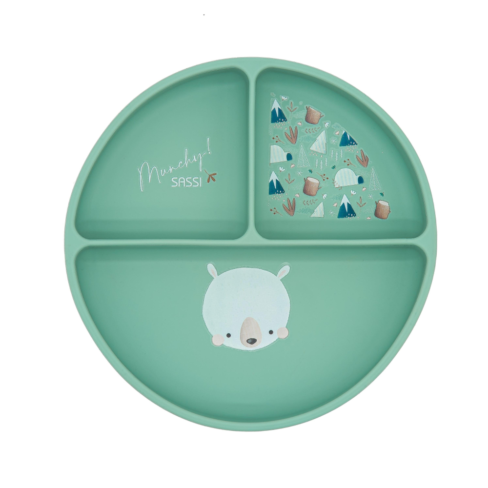 Silikoninė lėkštė su siurbtuku SASSI Meškiukas-Maitinimui, Indai, įrankiai, gertuvės, Lėkštės-e-vaikas