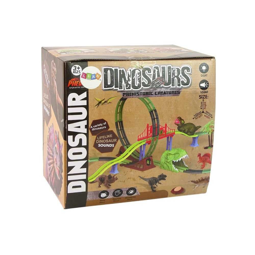 Spiralinio traukinio dinozaurų garso šviesos priedai-Žaislai, Figūrėlės ir herojai-e-vaikas