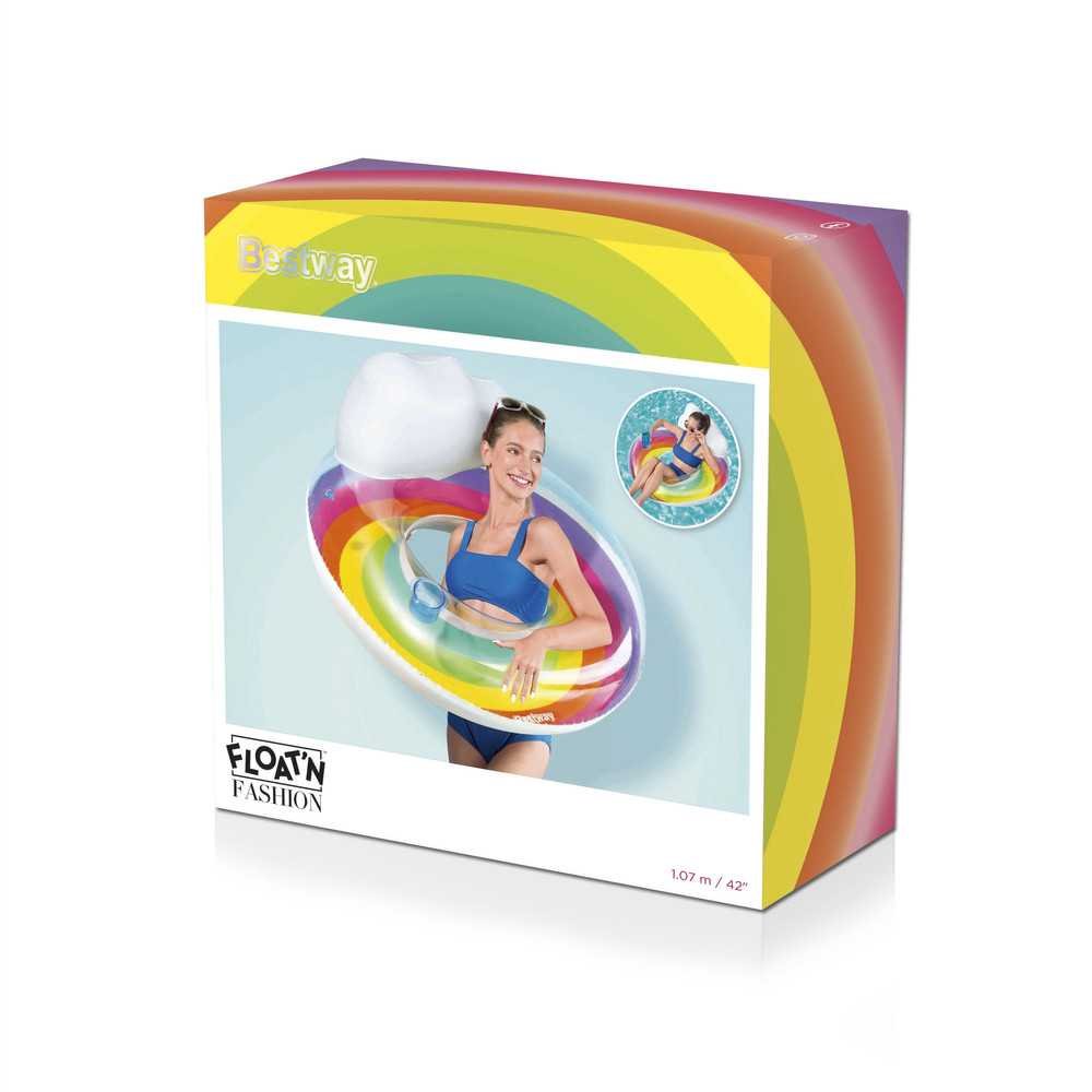 "Bestway" pripučiamas plaukimo ratas 107 cm Rainbow 43647-Žaislai, Lauko žaislai, Baseinai, Pripučiami baseinai-e-vaikas