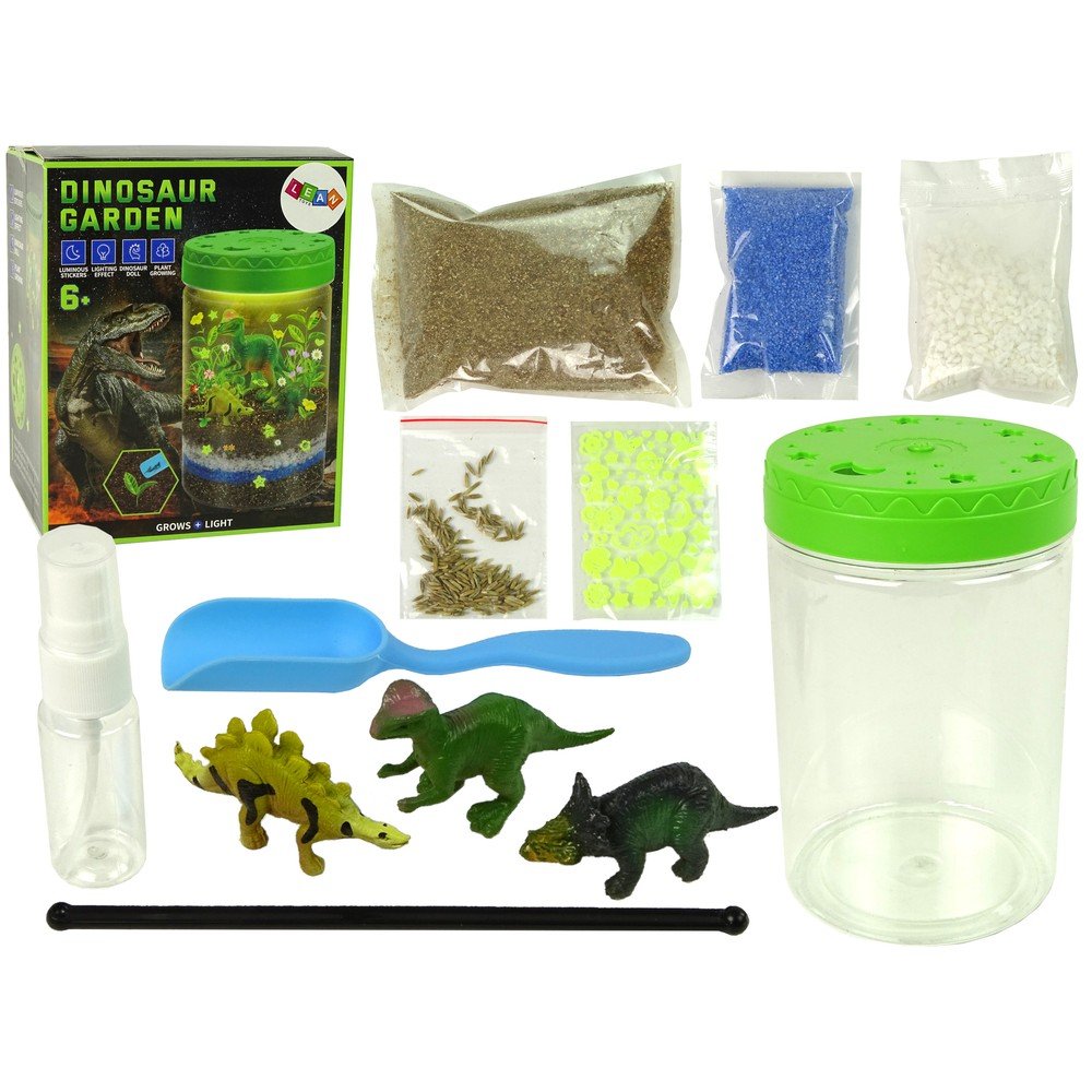 Dinozaurų sodas stiklainyje Šviesa Kūrybiniai lipdukai-Lavinamieji žaislai-e-vaikas