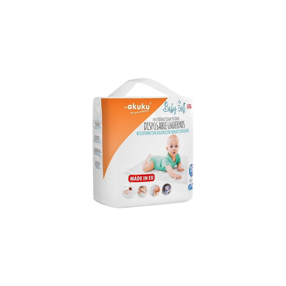 Vienkartiniai paklotai A0500 40 X 60 BABY SOFT 15 vnt-Priežiūrai, Sauskelnės, servetėlės, paklotai-e-vaikas