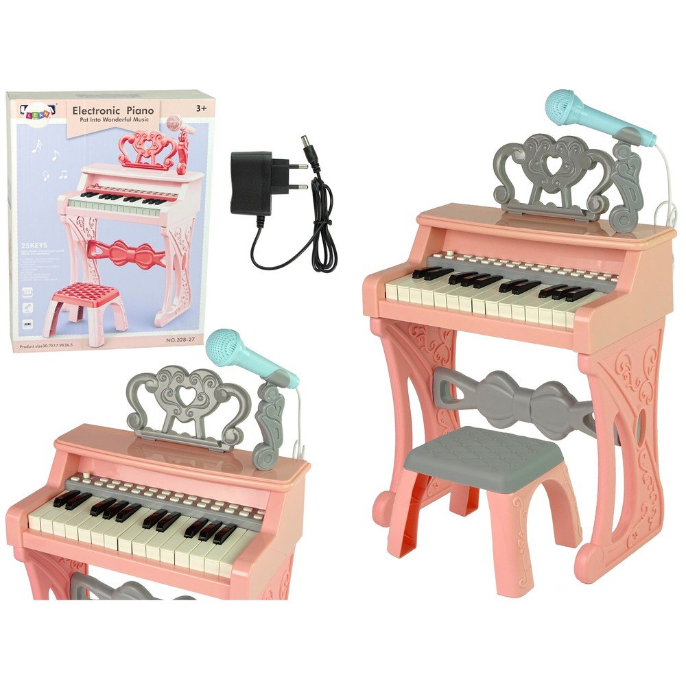 elektrisches Rosa Orgel-Pianino mit Stuhl 25 Tasten-Muzikiniai-e-vaikas
