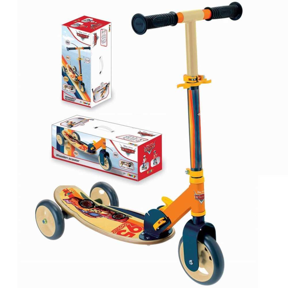 SMOBY Hulajnoga Trójkołowa Cars Auta Drewniana 