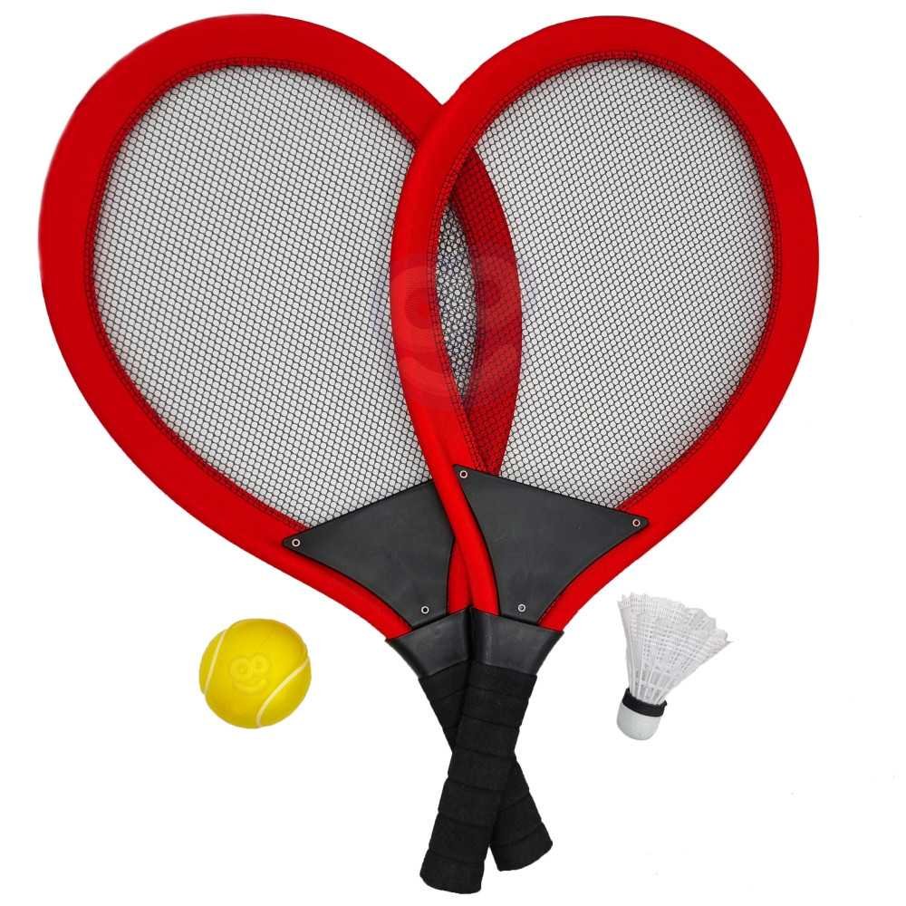 WOOPIE Duże Rakietki do Tenisa Badminton dla Dzieci Zestaw + Piłka Lotka 