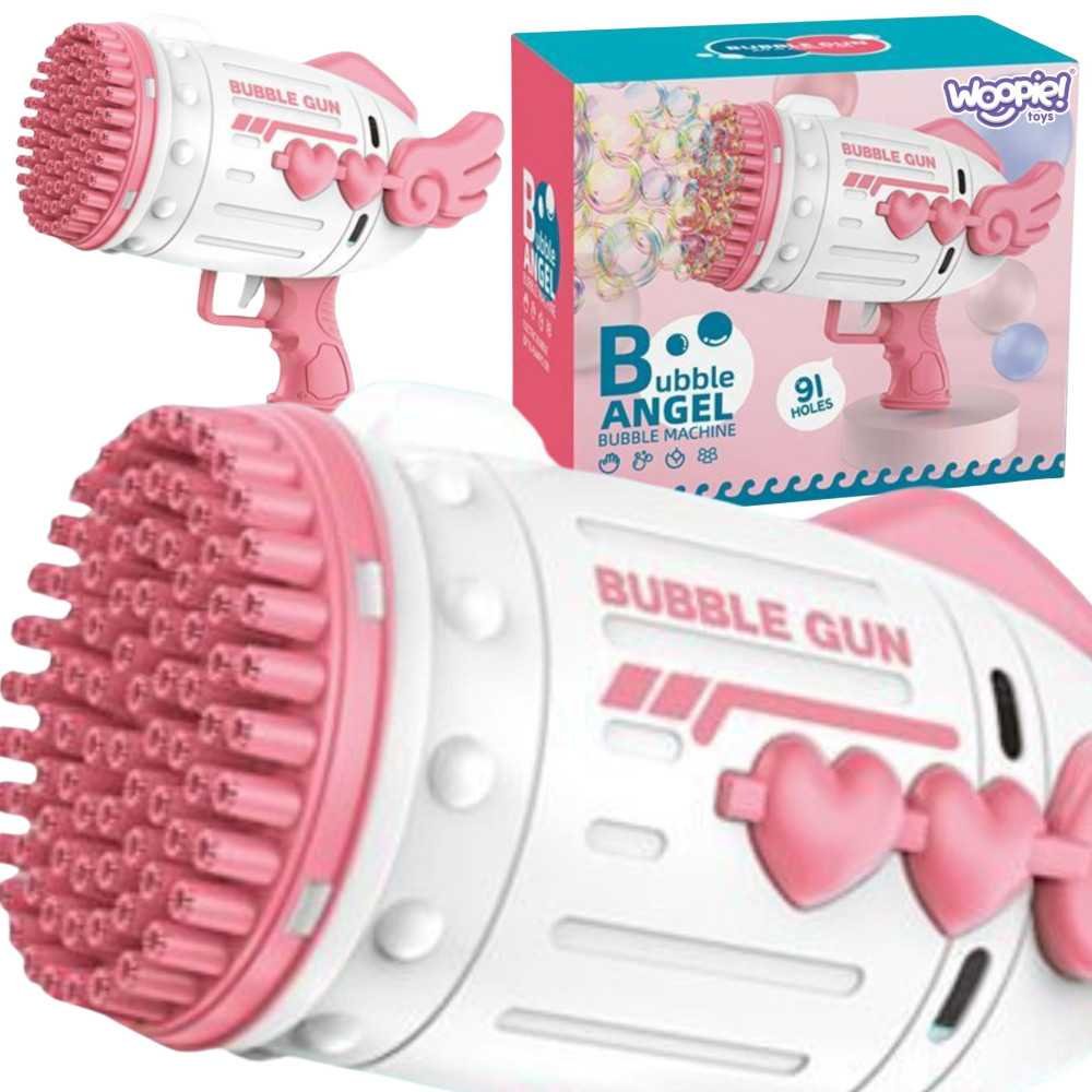 WOOPIE Pistolet do Robienia Baniek Mydlanych 91 Otworów Różowy 