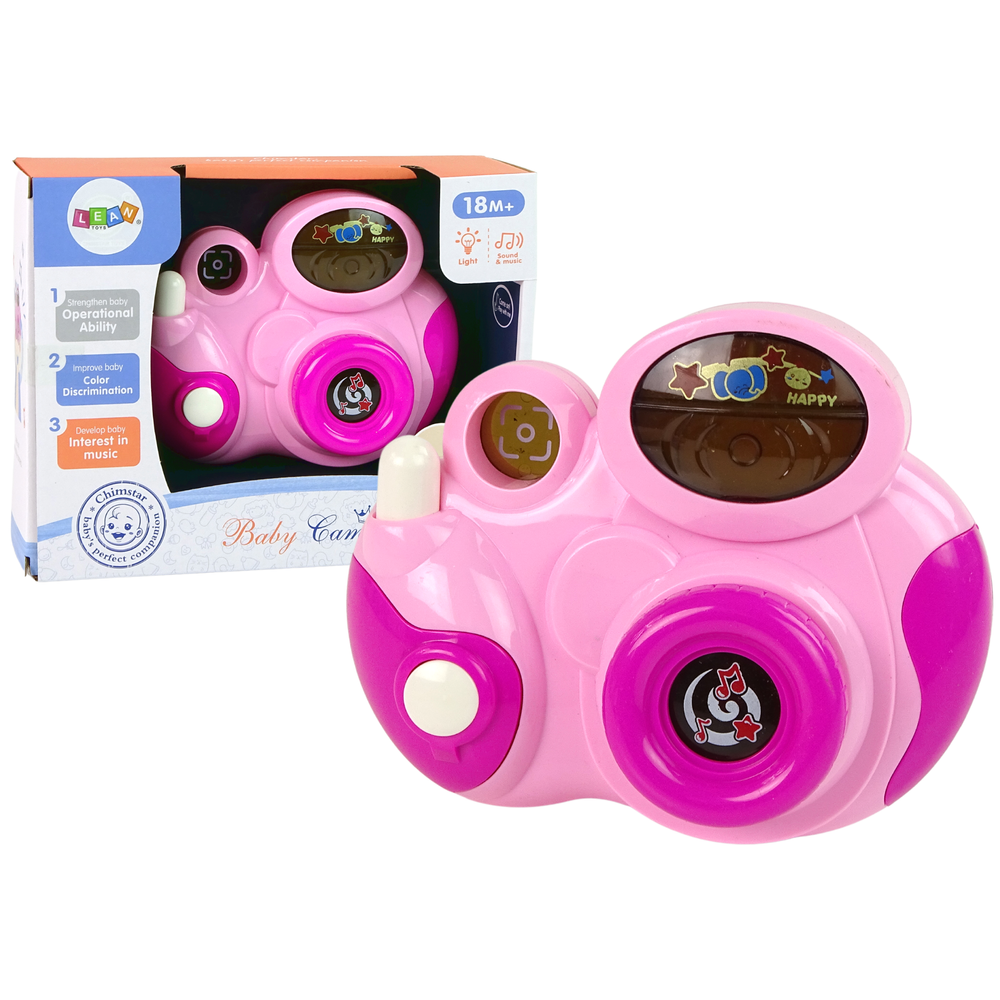 Interaktyvi kūdikių kamera su šviesa ir garsu rožinės spalvos-Žaislai, Kūdikiams, Žaislai mažyliams (iki 3 m.