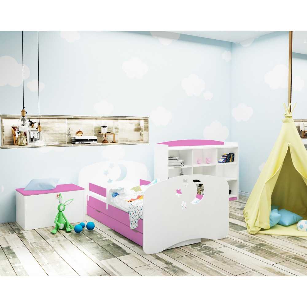 "HAPPY DESIGN" VAIKIŠKA LOVA SU STALČIUMI L04 160/80 - MĖNULIS IR ŽVAIGŽDĖS-Vaiko kambariui, Lovos-e-vaikas