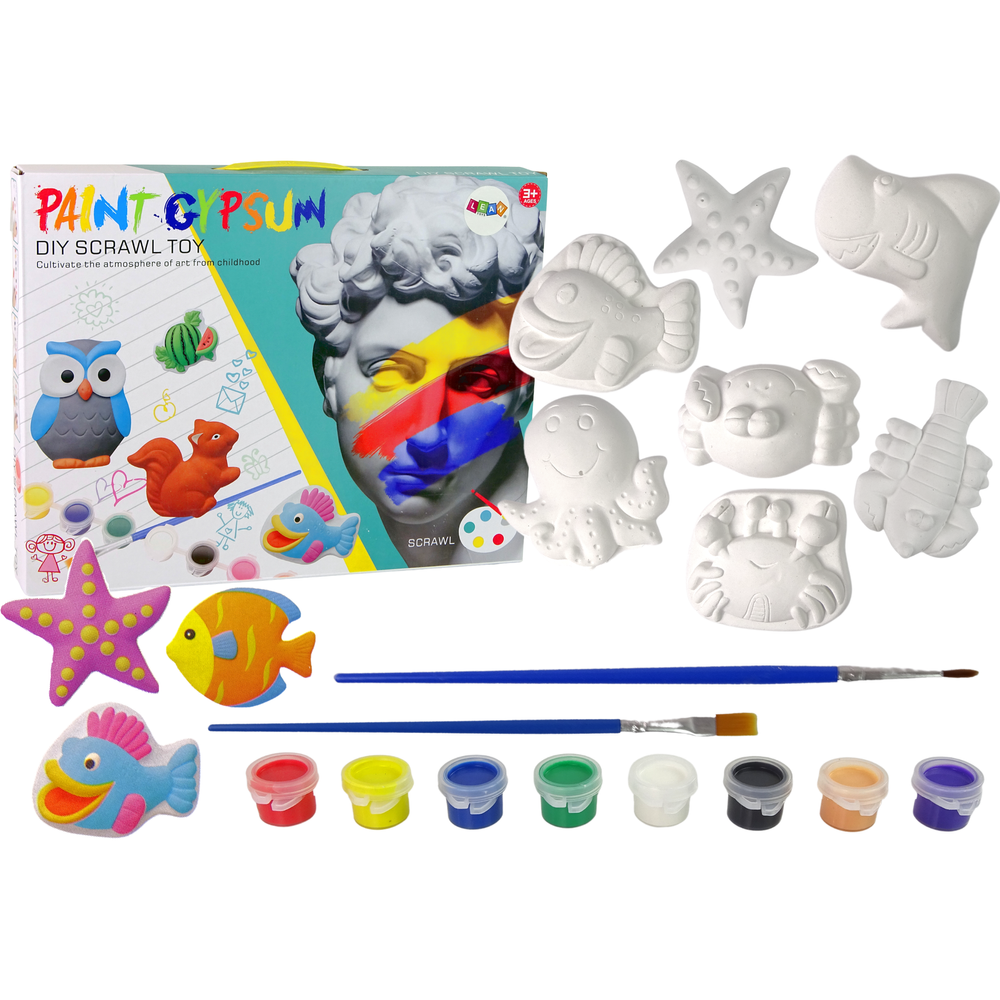 Kūrybinis rinkinys Gipso liejiniai, skirti jūros gyvūnams tapyti Dažai-Žaislai, Kūrybiniai žaislai, Kūrybiniai rinkiniai-e-vaika