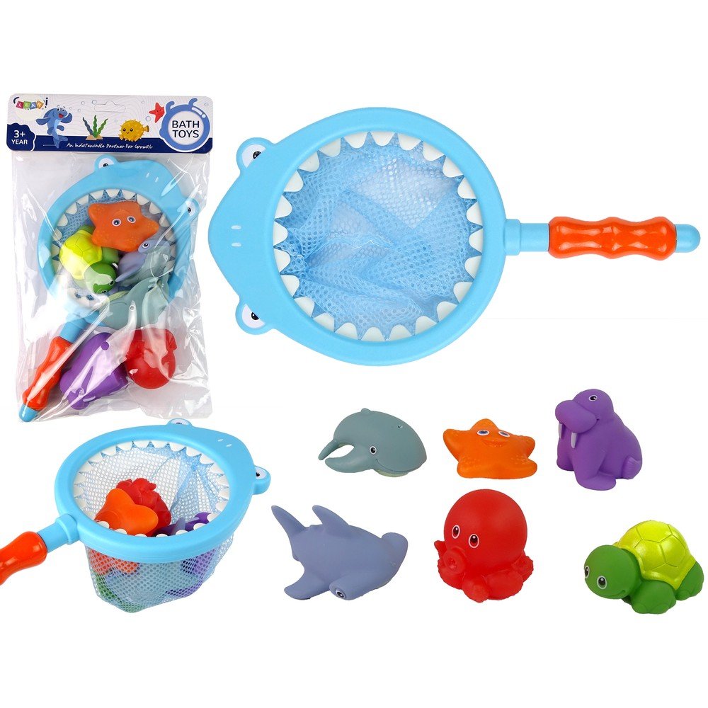 Vandens gyvūnai Guminis tinklinis ryklio maudymosi rinkinys-Žaislai, Vonios žaislai-e-vaikas