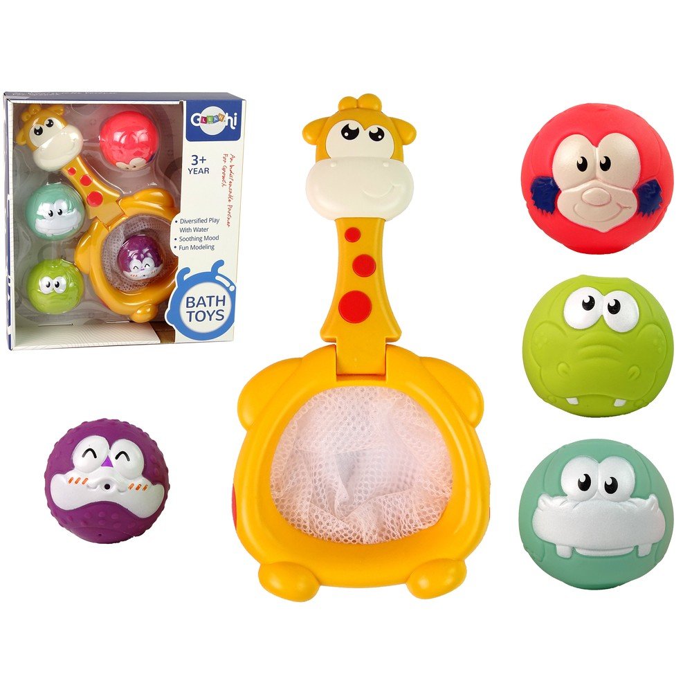 Vonios žaislas Mini krepšinio kamuoliai su žirafa-Žaislai, Vonios žaislai-e-vaikas