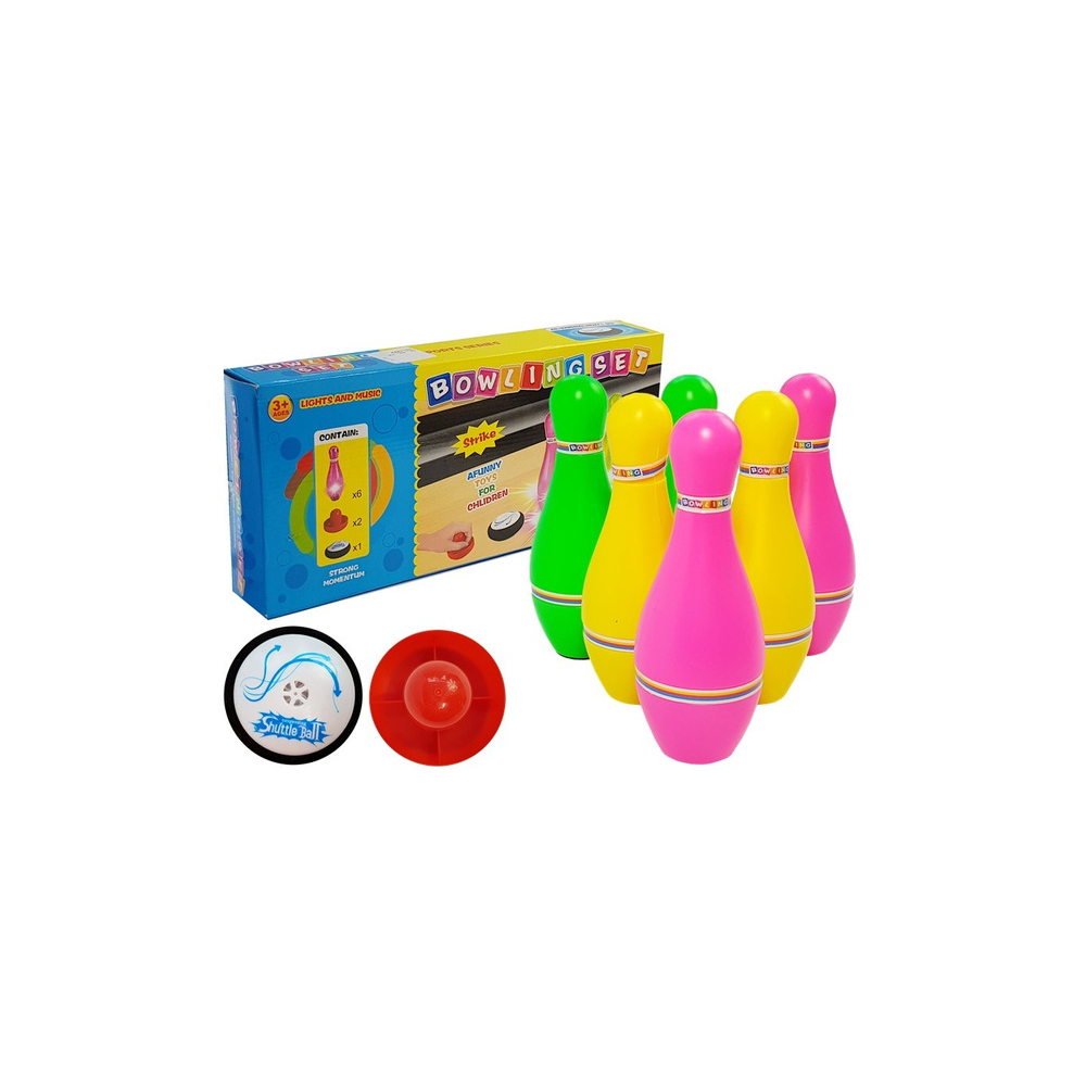 Spalvingas 6 vnt. boulingo rinkinys šviečia-Žaislai, Lauko žaislai, Lauko žaidimai ir sporto prekės, Žaidimai, sporto prekės-e-v