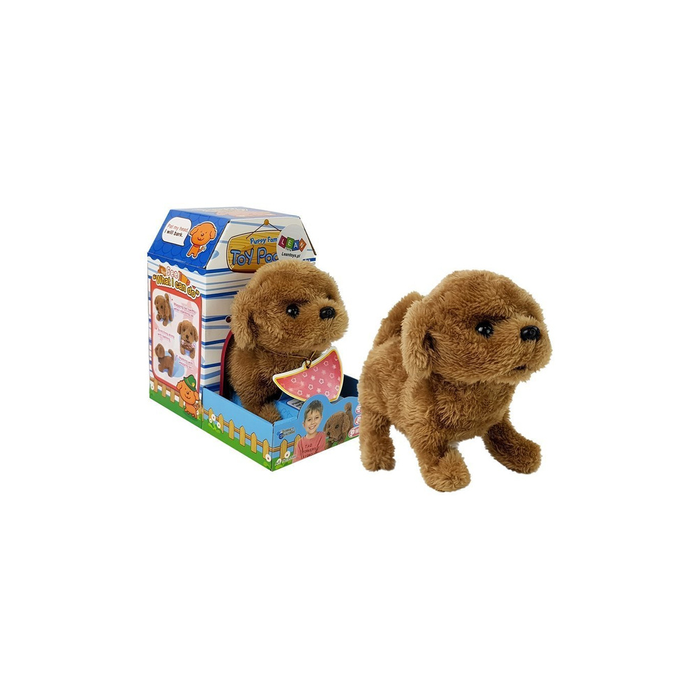 Interaktyvus baterijomis maitinamas šuniukas Rudas vaikšto, judina uodegą Garsas-Žaislai, Interaktyvūs žaislai-e-vaikas