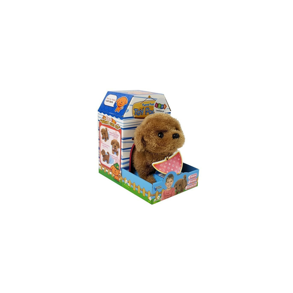 Interaktyvus baterijomis maitinamas šuniukas Rudas vaikšto, judina uodegą Garsas-Žaislai, Interaktyvūs žaislai-e-vaikas