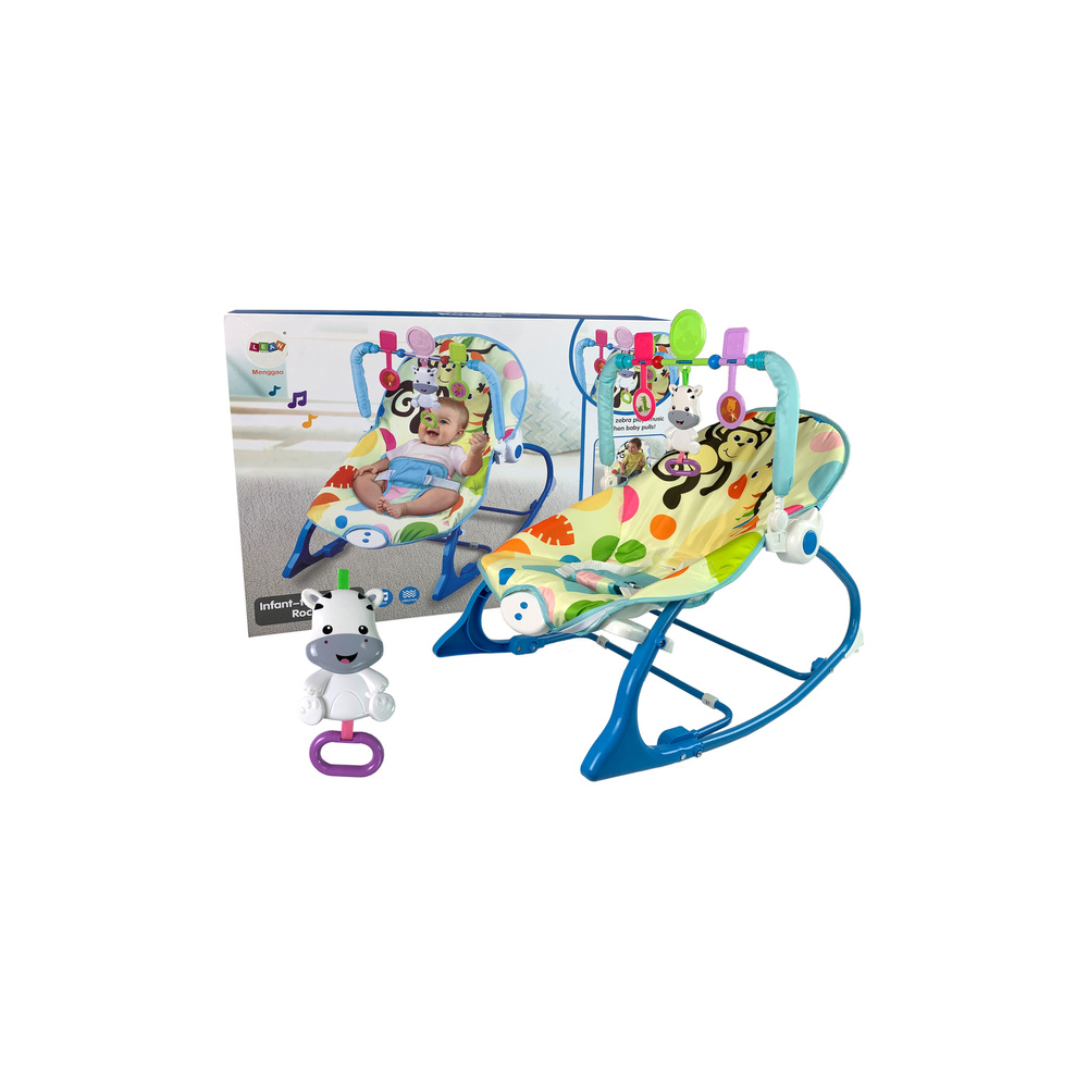 Cradle Rocker Seat Chair 2in1 Blue Zebra Sounds kėdutė-Miegui, Gultukai ir sūpynės-e-vaikas