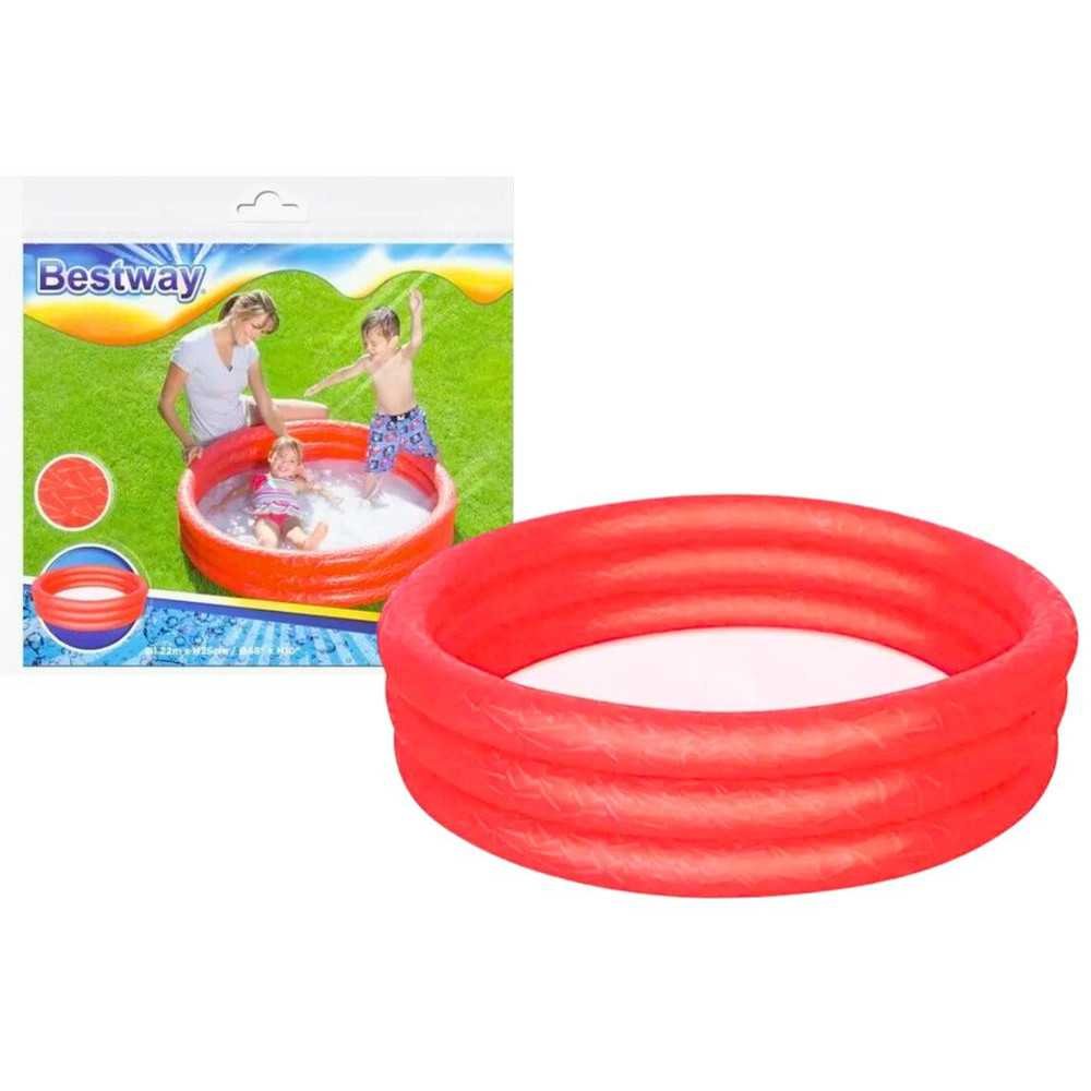 Pripučiamas baseinas raudonas 122 cm x 25 cm "Bestway" 51025-Žaislai, Lauko žaislai, Baseinai, Pripučiami baseinai-e-vaikas