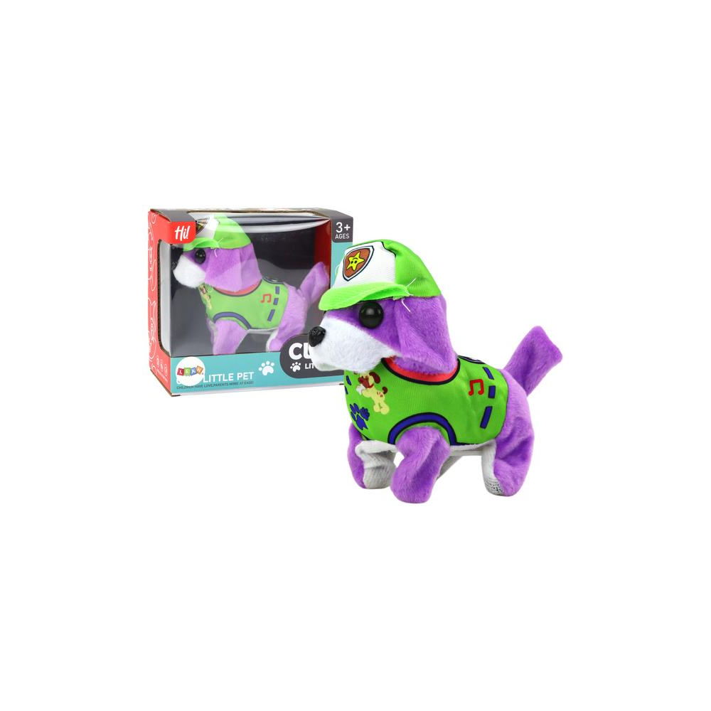 Šuo pliušinis interaktyvus gyvūnas vaikšto lojant violetinės spalvos-Žaislai, Interaktyvūs žaislai-e-vaikas