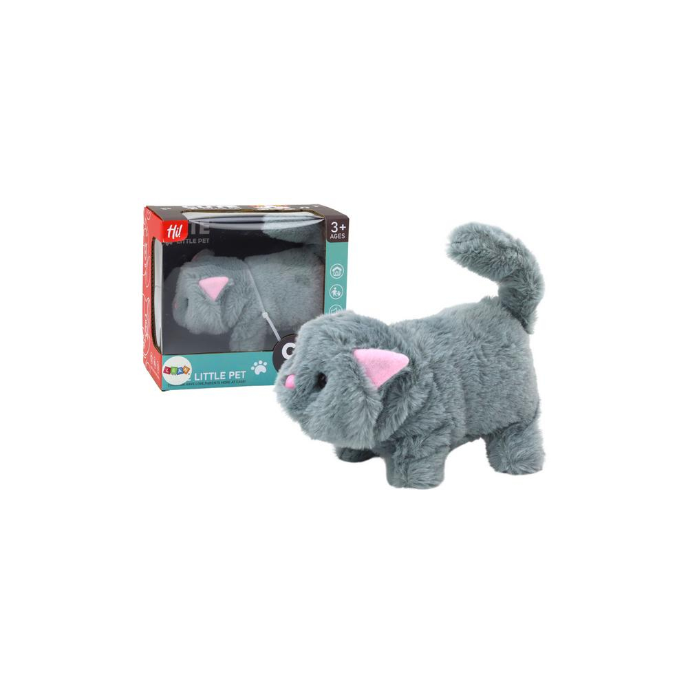 Plush Interactive Animal Kitten Walks and Meows Gray