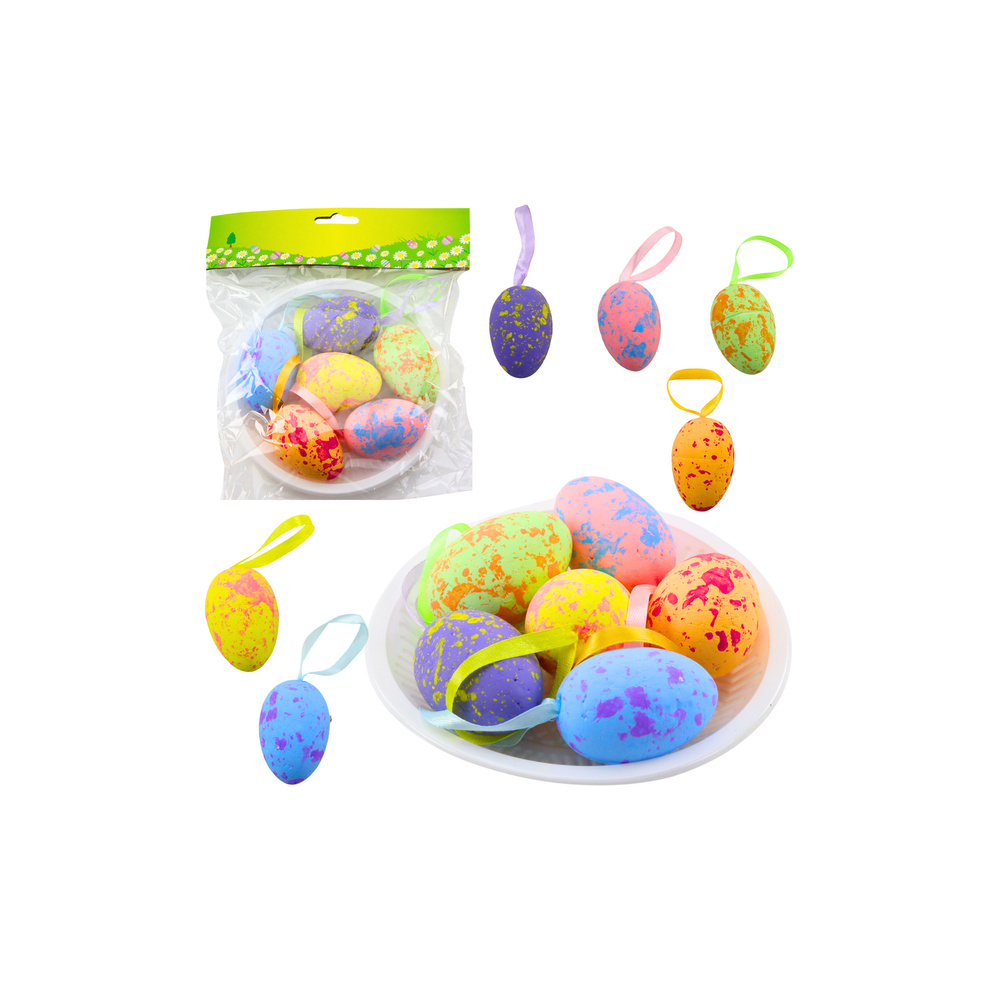 Velykų dekoracijos Kiaušiniai su kilpa Spalvingi 6vnt-Šventės, Velykos-e-vaikas