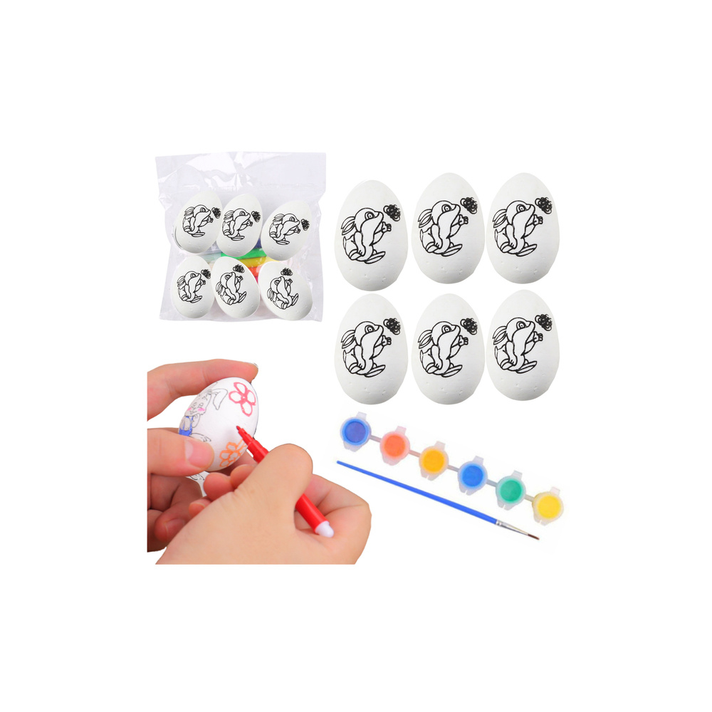 Jajka Wielkanocne Styropianowe Do Malowania Farbki Wzór Zając 6szt