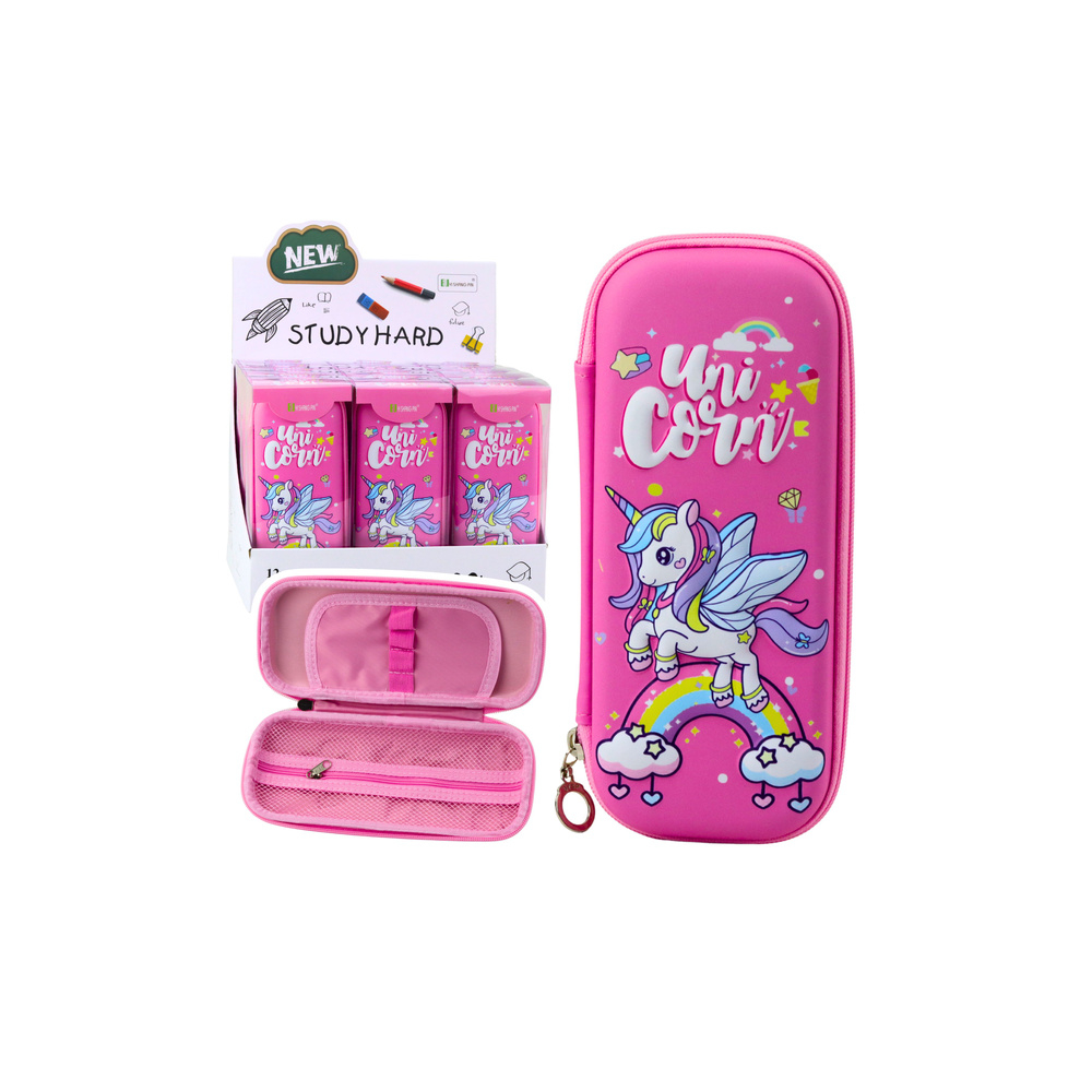 Mokyklinis penalas Unicorn Pink 22,5x10 cm-Mokyklai, kūrybai, Penalai-e-vaikas