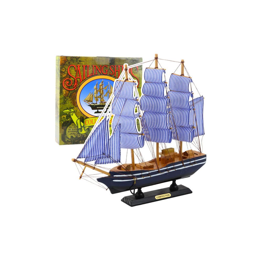 Kolekcinis dekoratyvinio burlaivio modelis baltos ir mėlynos spalvos 33x31cm-Žaislai, Auto ir transporto žaislai, Laivai-e-vaika